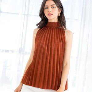 NWT THML Sleeveless Smock Neck Top-Rust